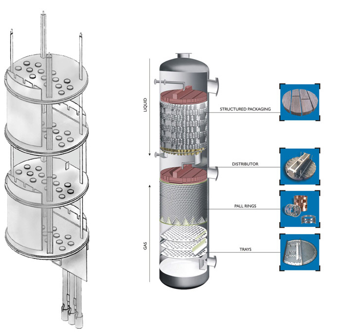 Assembled Distillation Trays and Columns